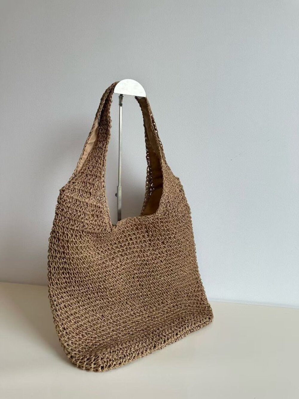 ✨YSL Brown Raffia Hobo Tote Gold Logo - Picture 5 of 6